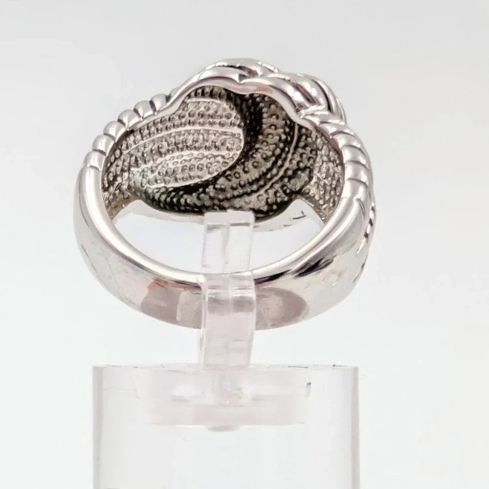 Lia Sophia Love Knot Ring Twist Cable Chunky Silver Tone Statement 8